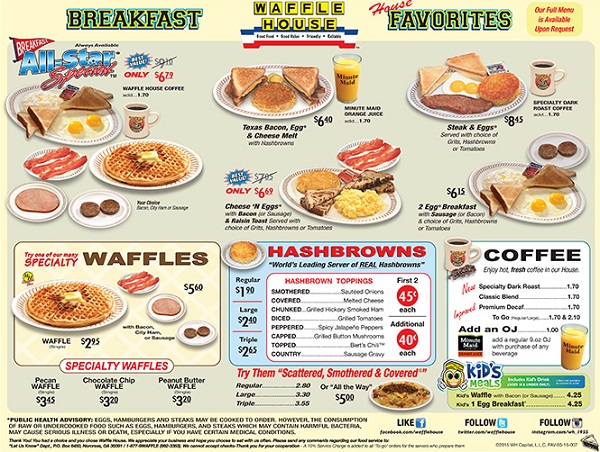 Waffle House Menu