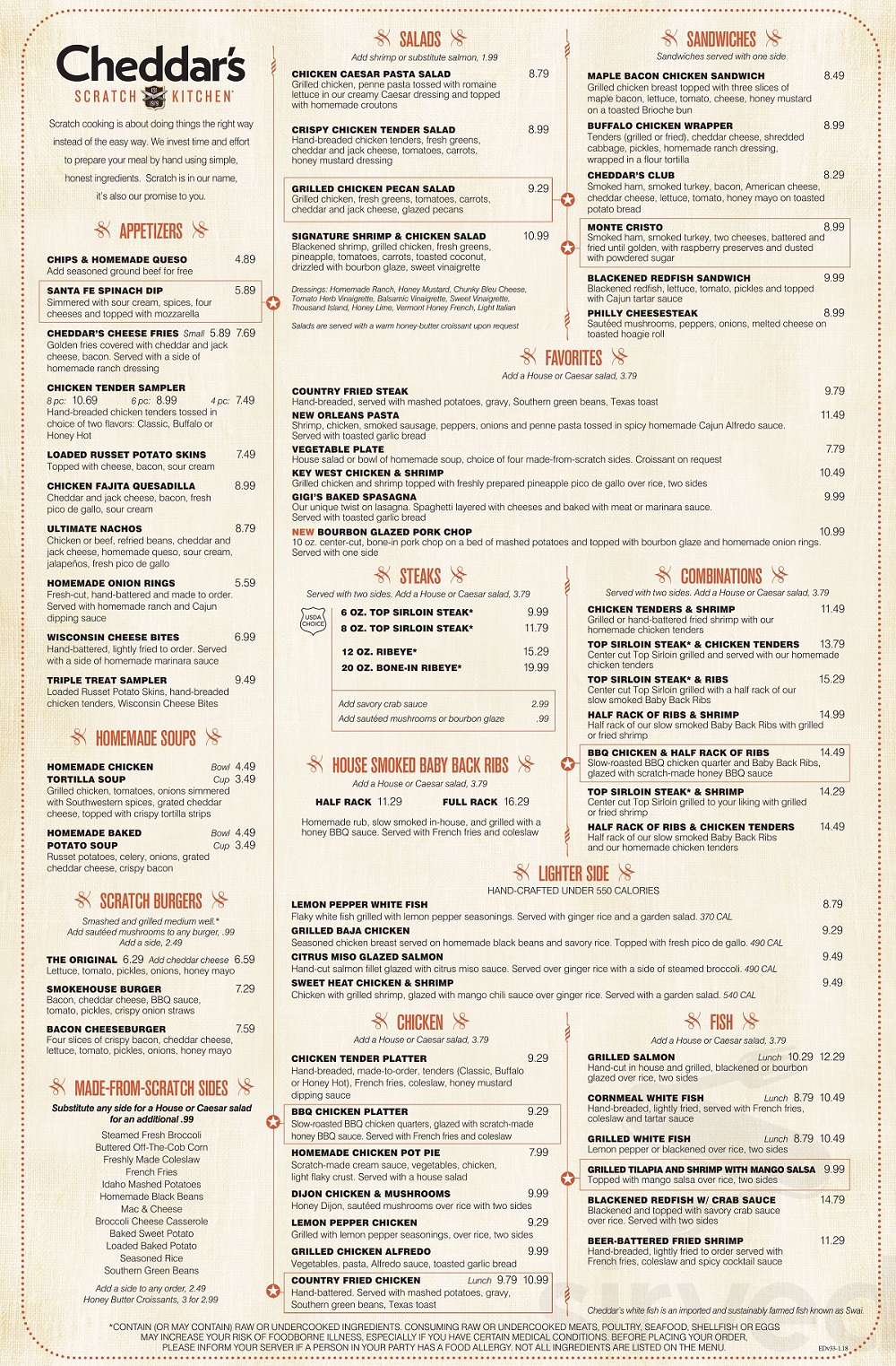 Printable Cheddars Menu Printable World Holiday