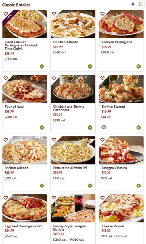 The Olive Garden Menu