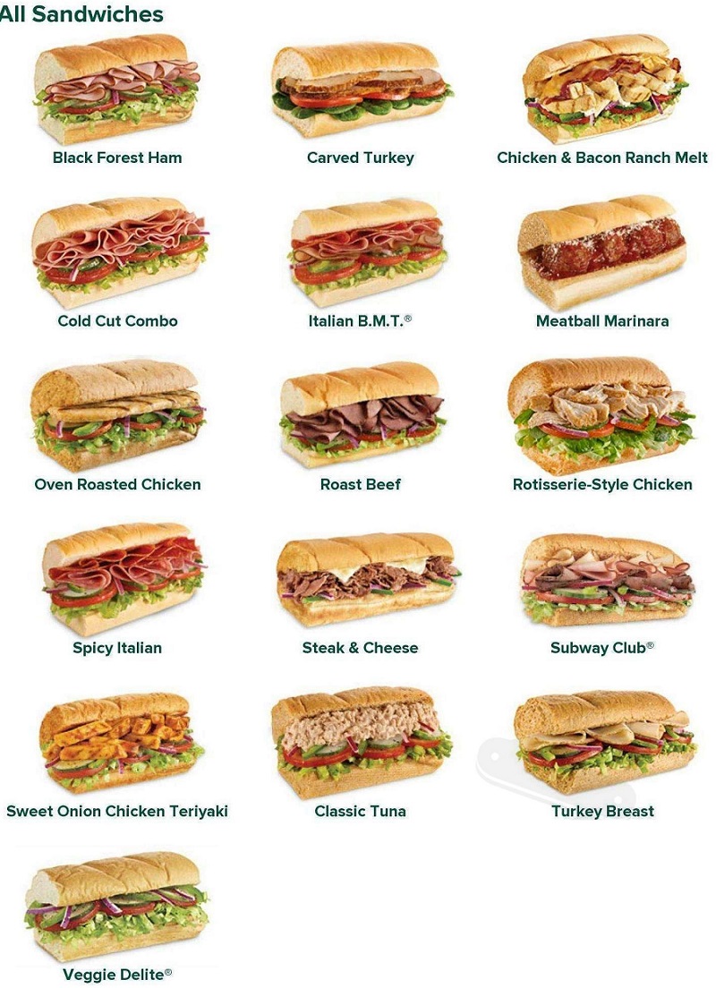 subway menu